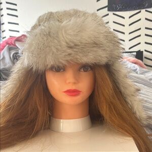 H&M knitted trapper hat w/synthetic fur & pom-poms. (Mannequin not included)